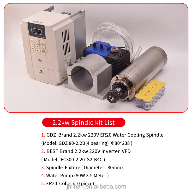GDZ 2.2KW 220V Water Cooled CN - 2.2Kw Water Cooled Spindle Kit Vfd recension och pris