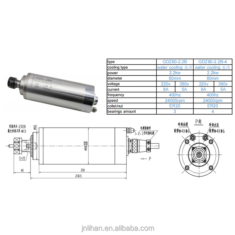 GDZ 2.2KW 220V Water Cooled CN - 2.2Kw Water Cooled Spindle Kit Vfd recension och pris