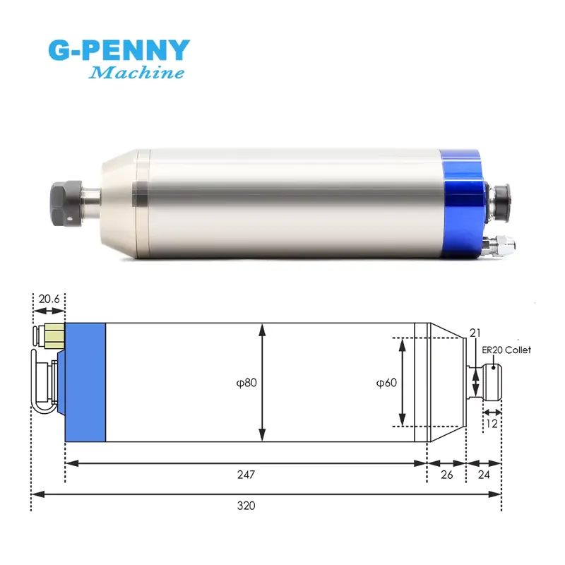 G-Penny 2.2kw ER20 D80 12000rp - 2.2Kw Water Cooled Spindle Kit Vfd recension och pris